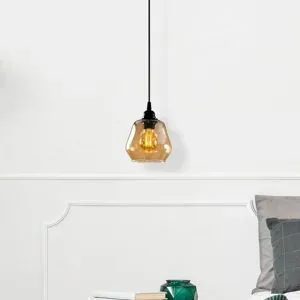 Glas Hängelampe Gold 030 Opviq, dimmbar, messing / gold, für Wohn- / Esszimmer, Glas, Pendelleuchte