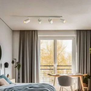 Deckenstrahler Zoom, 4-flammig, weiß, Metall, GU10 Zoom SIGMA, dimmbar, weiß / opal, für Wohn- / Esszimmer, Metall, Modern, Strahler