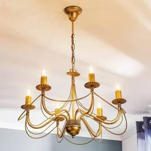 Kronleuchter Tori 6 EMIBIG LIGHTING, dimmbar, messing / gold, für Wohn- / Esszimmer, Metall, Antik, Kronleuchter