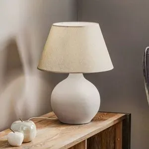 Tischlampe Sfera ONLI, alu / grau / zink, für Wohn- / Esszimmer, Textil / Stoff / Seide, Tischlampe