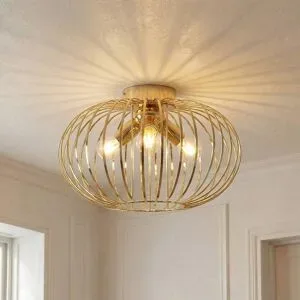 Deckenlampe Globe Domiluce, dimmbar, messing / gold, für Wohn- / Esszimmer, Metall, Deckenlampe