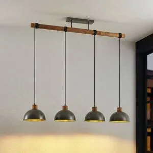 Holz Hängelampe Durbis Lindby, dimmbar, Holz hell, für Wohn- / Esszimmer, Holz, Vintage, Pendelleuchte