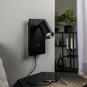 Arcchio Strahler Brinja, schwarz, Metall, USB-C, Schalter Brinja Arcchio, dimmbar, schwarz, für Flurbereich, Aluminium, Modern, Strahler