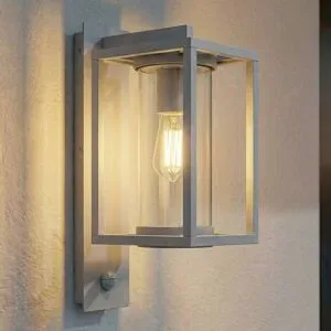 Aussenwandleuchte mit Bewegungsmelder Ferda Lucande, dimmbar, alu / grau / zink, Aluminium, Modern