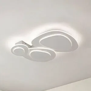 LED Deckenlampe Delar Lindby, dimmbar, weiß / opal, für Wohn- / Esszimmer, Kunststoff, Modern, LED Deckenleuchte