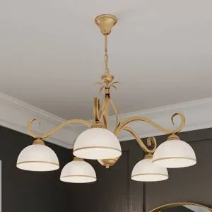 Hängelampe Wivara 5 EMIBIG LIGHTING, dimmbar, messing / gold, für Wohn- / Esszimmer, Metall, Antik, Pendelleuchte