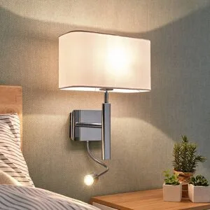 Wandlampe Jettka Lucande, chrom / silber, für Wohn- / Esszimmer, Textil / Stoff / Seide, Wandleuchte, Wandlampe Innen