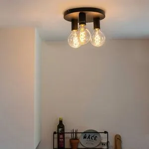 Deckenlampe Facil QAZQA, dimmbar, schwarz, für Wohn- / Esszimmer, Metall, Deckenlampe