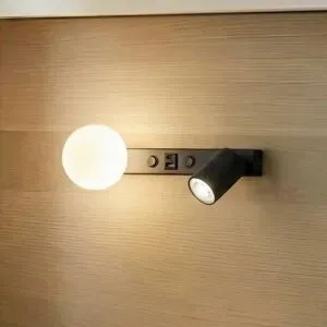 Wandlampe Vox TK Lighting, dimmbar, schwarz, für Wohn- / Esszimmer, Glas, Wandleuchte, Wandlampe Innen