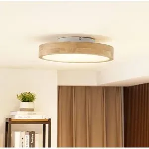 Deckenlampe Milada Lindby, dimmbar, Holz hell, für Wohn- / Esszimmer, Holz, Modern, Deckenlampe