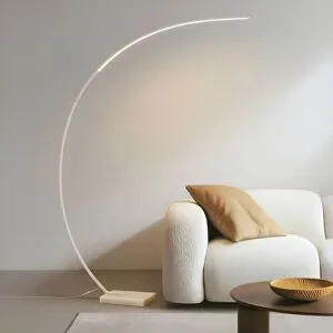 Bogenlampe Kendra Lindby, dimmbar, weiß / opal, für Wohn- / Esszimmer, Metall, Modern, Stehlampe