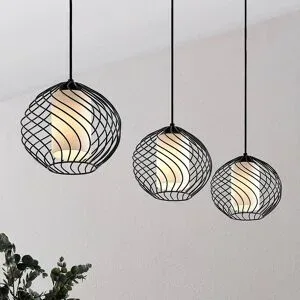 Hängelampe Cedrice Lindby, dimmbar, schwarz, für Wohn- / Esszimmer, Metall, Vintage, Pendelleuchte
