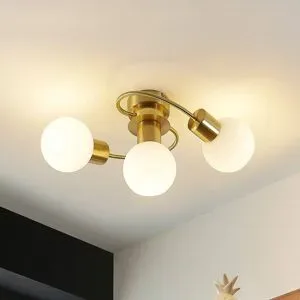 Deckenlampe Ciala Lindby, dimmbar, messing / gold, für Wohn- / Esszimmer, Glas, Modern, Deckenlampe