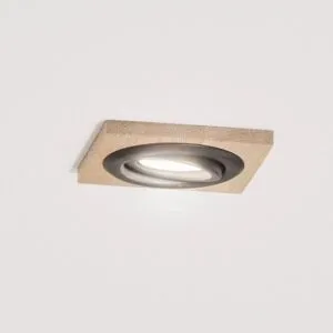 Deckeneinbaulampe Tobby, 10 x cm, 3er-Set Eichenholz GU10 Tobby Lamkur, dimmbar, Holz hell, für Wohn- / Esszimmer, Holz, Skandinavisch, Einbaustrahler