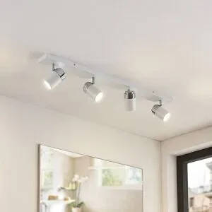 Lindby Strahler Kardo, 4-flammig, weiß, Metall, IP44 Kardo Lindby, dimmbar, weiß / opal, für Badezimmer, Metall, Modern, Strahler