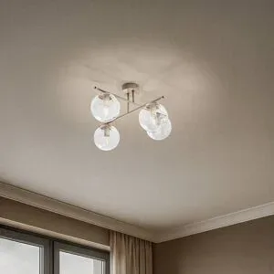 Deckenlampe Zoe Domiluce, dimmbar, creme / amber, für Wohn- / Esszimmer, Metall, Deckenlampe