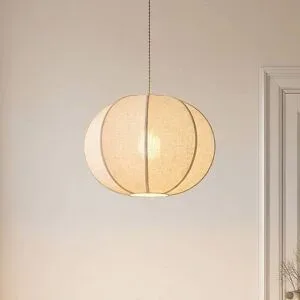 Hängelampe Elfie Lindby, dimmbar, creme / amber, für Wohn- / Esszimmer, Textil / Stoff / Seide, Skandinavisch, Pendelleuchte