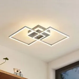LED Deckenlampe Fjardo Lindby, dimmbar, alu / grau / zink, für Wohn- / Esszimmer, Aluminium, Modern, LED Deckenleuchte