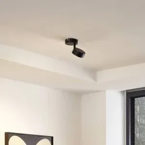 Lindby Deckenleuchte Jyla, 1-flammig, schwarz matt Jyla Lindby, dimmbar, schwarz, für Arbeitszimmer / Büro, Metall, Modern, Strahler