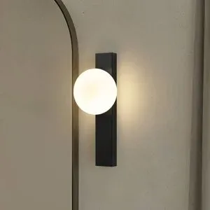 Wandlampe Tavrik Lindby, dimmbar, schwarz, für Badezimmer, Glas, Modern, Wandleuchte, Wandlampe Bad
