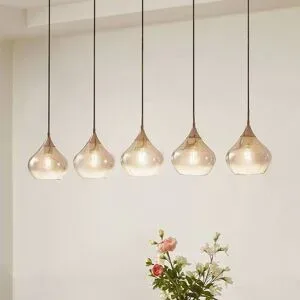 Glas Hängelampe Jarven Lucande, dimmbar, alu / grau / zink, für Wohn- / Esszimmer, Glas, Modern, Pendelleuchte