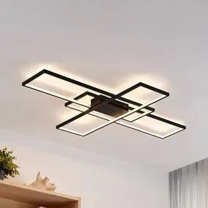LED Deckenlampe Tetson Lindby, dimmbar, schwarz, für Wohn- / Esszimmer, Metall, Modern, LED Deckenleuchte