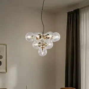 Glas Hängelampe Zumba Domiluce, dimmbar, messing / gold, für Wohn- / Esszimmer, Metall, Modern, Pendelleuchte