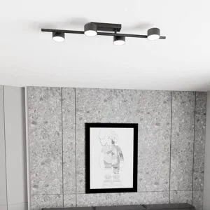 Deckenstrahler Bet, Länge 80 cm, schwarz, Metall, 4-flg. Bet EMIBIG LIGHTING, dimmbar, schwarz, für Wohn- / Esszimmer, Metall, Modern, Strahler