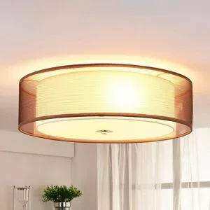 Deckenlampe Tobia Lindby, dimmbar, braun / rost, für Wohn- / Esszimmer, Textil / Stoff / Seide, Modern, Deckenlampe
