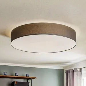 Deckenlampe Rondo TK Lighting, dimmbar, alu / grau / zink, für Schlafzimmer, Textil / Stoff / Seide, Modern, Deckenlampe