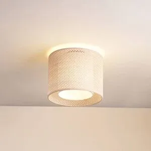 Deckenlampe Soula Lindby, dimmbar, creme / amber, für Wohn- / Esszimmer, Kunststoff, Landhaus / Rustikal, Deckenlampe