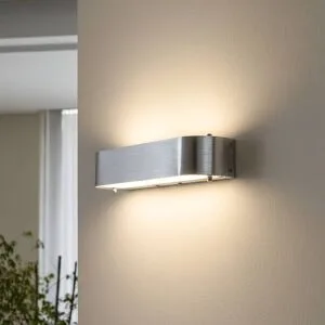 Wandlampe Nika Lindby, dimmbar, alu / grau / zink, für Schlafzimmer, Metall, Modern, Wandleuchte, Wandlampe Innen