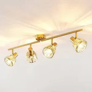 Deckenlampe Kosta Lindby, dimmbar, messing / gold, für Wohn- / Esszimmer, Metall, Modern, Deckenlampe