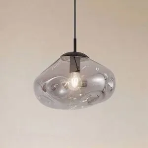 Glas Hängelampe Lelia Lindby, dimmbar, alu / grau / zink, für Wohn- / Esszimmer, Glas, Design, Pendelleuchte