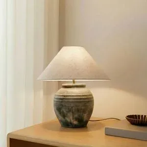 Tischlampe Thalorin Lucande, braun / rost, für Wohn- / Esszimmer, Keramik, Skandinavisch, Tischlampe