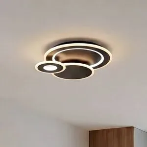 LED Deckenlampe Briar Lindby, dimmbar, schwarz, für Wohn- / Esszimmer, Kunststoff, Modern, LED Deckenleuchte