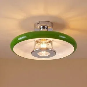 Deckenlampe Branford Lindby, dimmbar, grün, für Wohn- / Esszimmer, Metall, Vintage, Deckenlampe