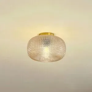 Deckenlampe Hildur Lindby, dimmbar, creme / amber, für Wohn- / Esszimmer, Glas, Deckenlampe