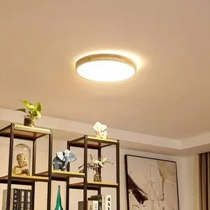 Smart Home Deckenlampe Innes Lindby, dimmbar, Holz hell, für Wohn- / Esszimmer, Holz, Modern, Smart Home Deckenlampe