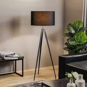 Stehlampe Tago Euluna, schwarz, für Wohn- / Esszimmer, Metall, Modern, Stehlampe