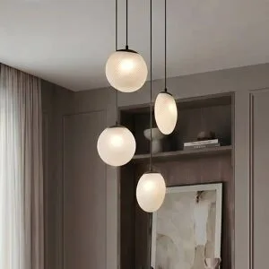 Glas Hängelampe Lunelle Lucande, dimmbar, für Wohn- / Esszimmer, Glas, Modern, Pendelleuchte