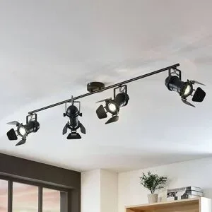 Deckenlampe Tilen Lindby, dimmbar, schwarz, für Wohn- / Esszimmer, Metall, Industrielles Design, Deckenlampe