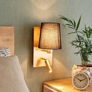 Wandlampe Aiden Lindby, schwarz, für Wohn- / Esszimmer, Textil / Stoff / Seide, Modern, Wandleuchte, Wandlampe Innen