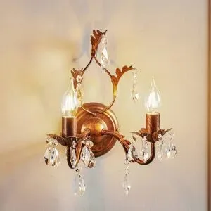 Kristall Wandlampe Teresa ONLI, dimmbar, bronze / altmessing, für Wohn- / Esszimmer, Metall, Antik, Wandleuchte, Wandlampe Innen