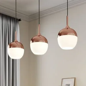 Glas Hängelampe Rangina Lindby, dimmbar, kupfer, für Wohn- / Esszimmer, Glas, Modern, Pendelleuchte
