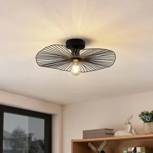 Deckenlampe Ruota Lindby, dimmbar, schwarz, für Wohn- / Esszimmer, Metall, Vintage, Deckenlampe