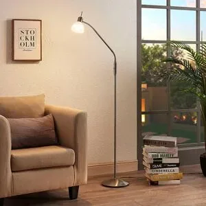 Stehlampe Gwendolin Lindby, alu / grau / zink, für Wohn- / Esszimmer, Metall, Modern, Stehlampe