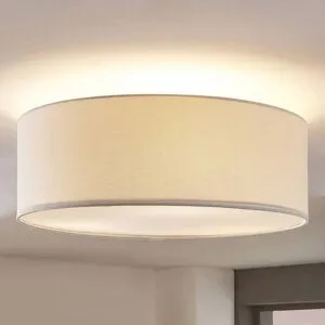 Deckenlampe Mariat Lindby, dimmbar, weiß / opal, für Wohn- / Esszimmer, Textil / Stoff / Seide, Modern, Deckenlampe