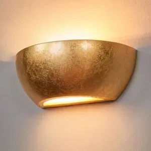 Wandfluter Kolja Lindby, dimmbar, messing / gold, für Wohn- / Esszimmer, Gips / Ton, Modern, Wandleuchte, Wandlampe Innen