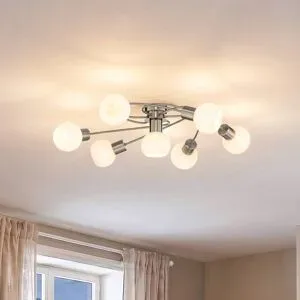 Deckenlampe Ciala Lindby, dimmbar, alu / grau / zink, für Wohn- / Esszimmer, Glas, Modern, Deckenlampe